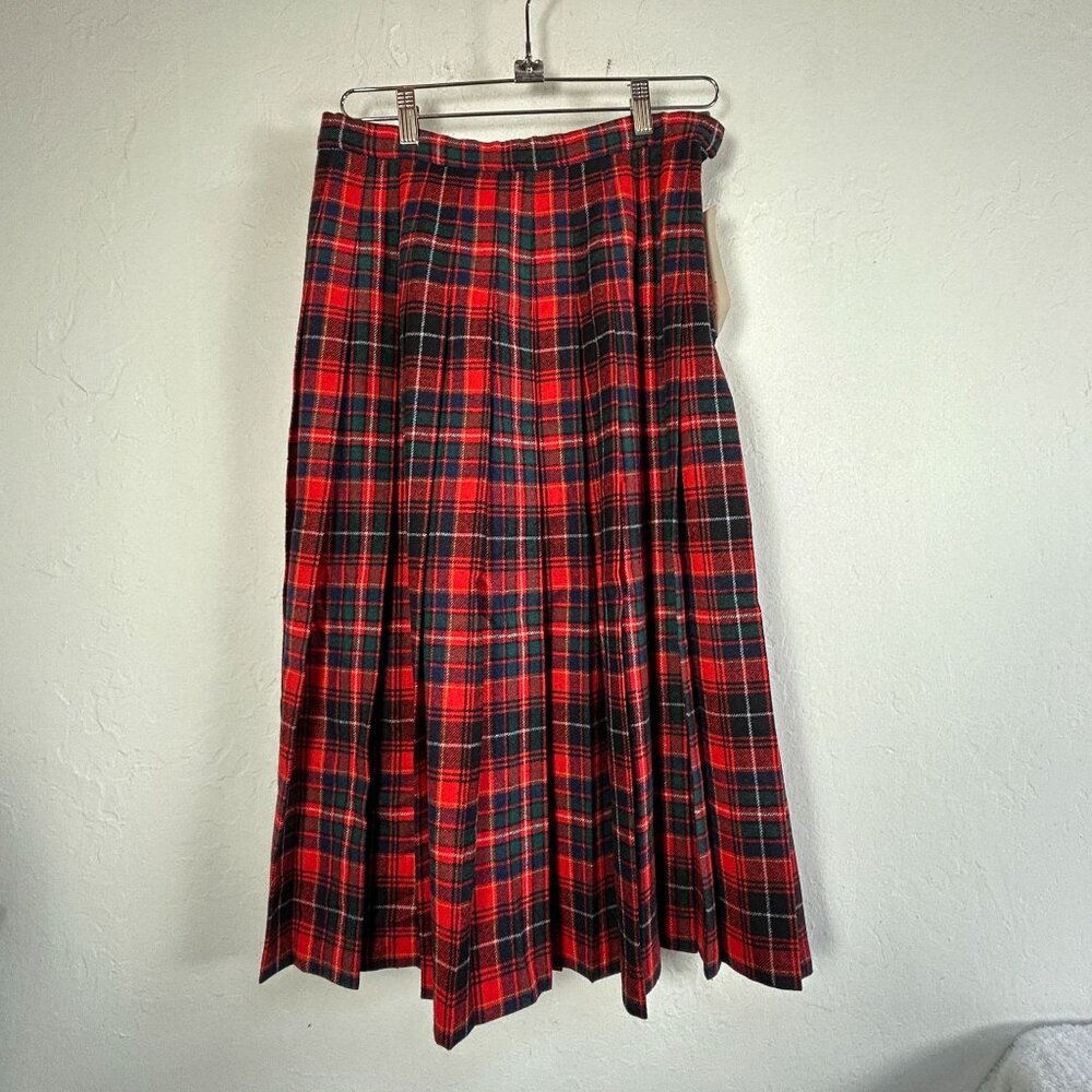 Pendleton Women Red Authentic Macinnes Tartan Wool Pleated Midi Skirt 10 New $95